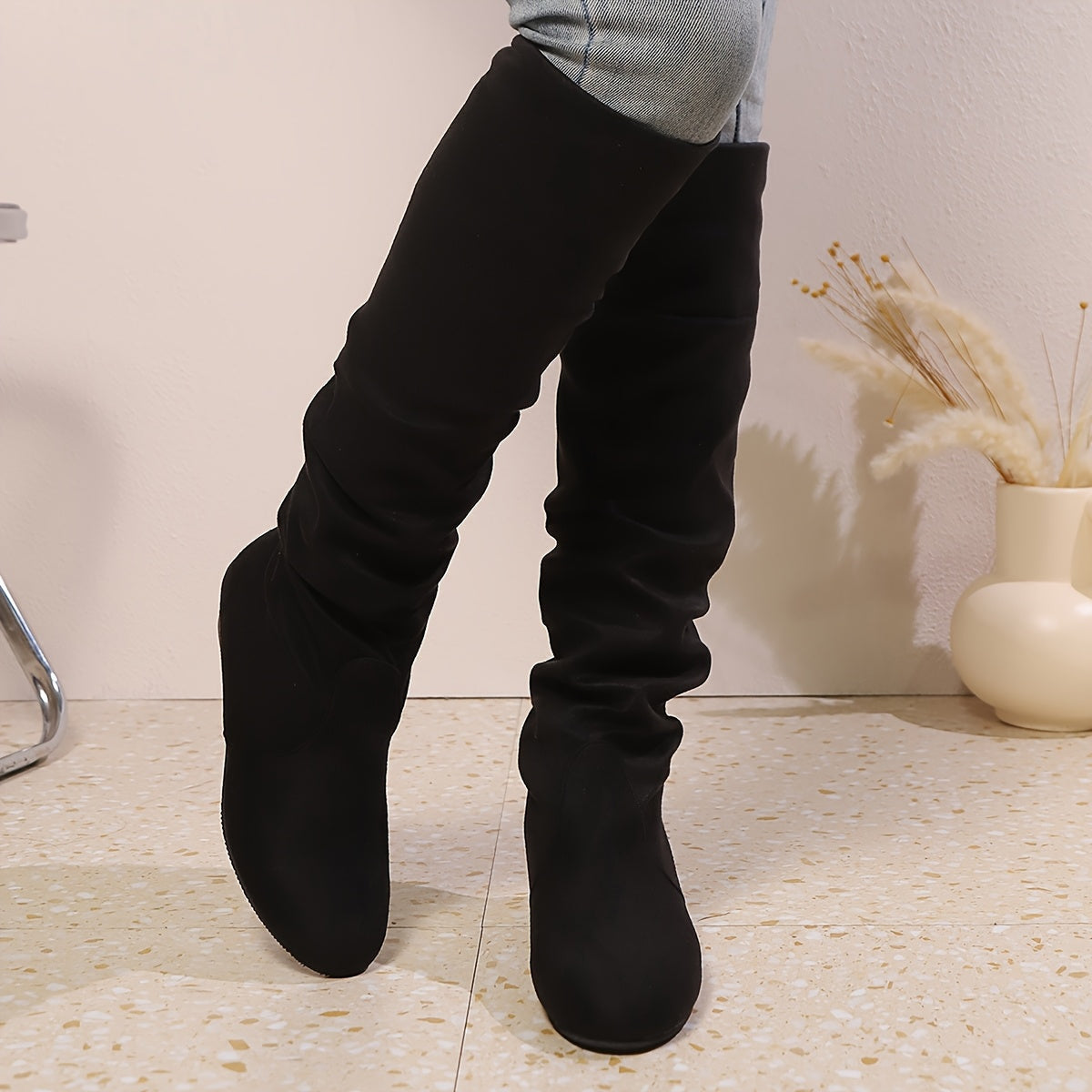 Camille | Bottes plissées à talon bas