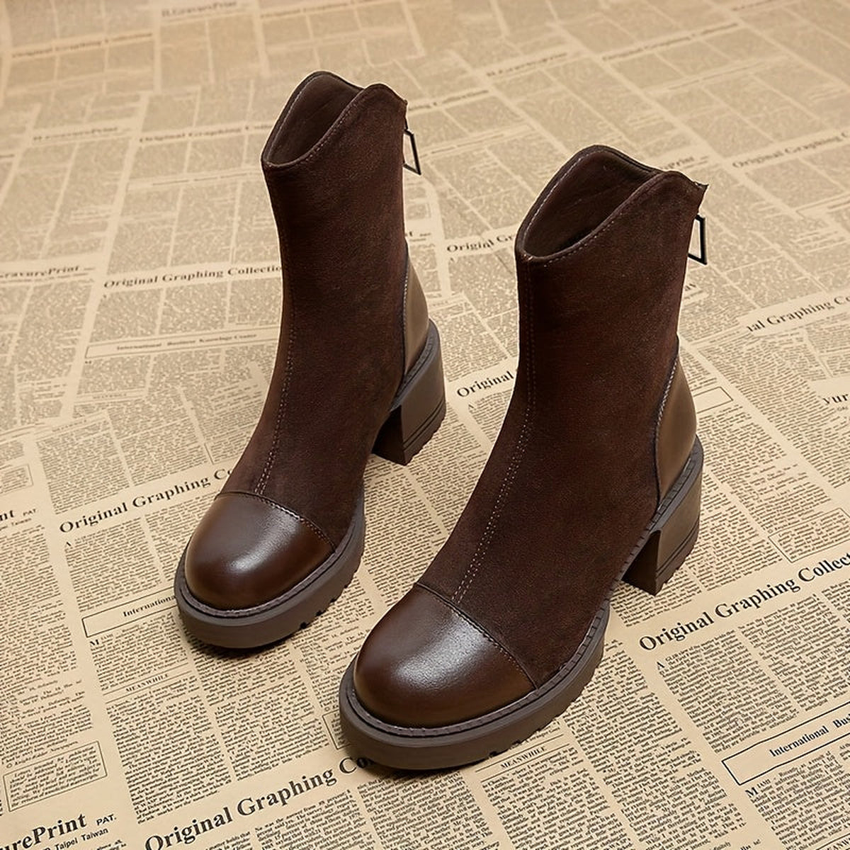 Camille | Bottines effet suédé à talon bloc