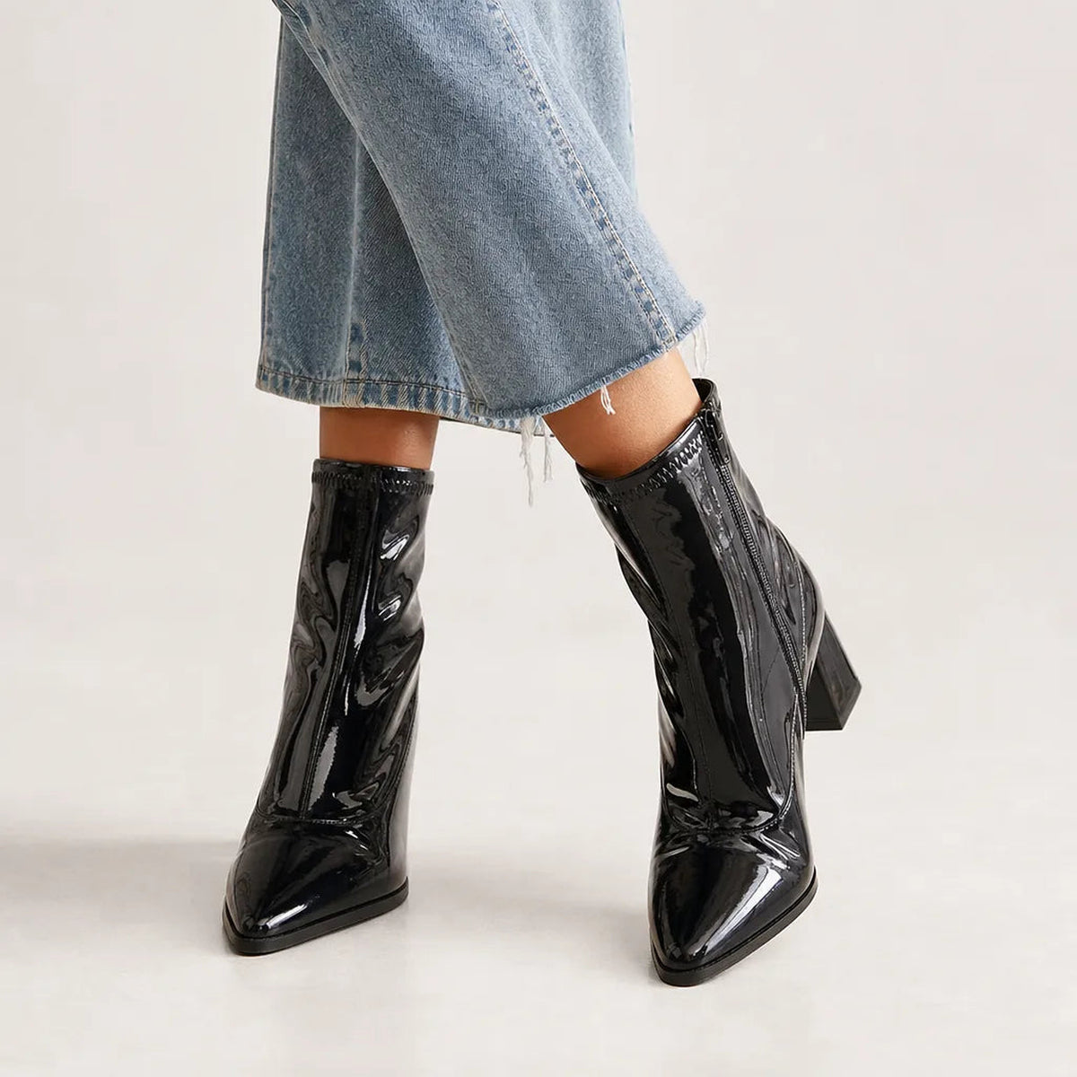 Camille | Bottines vernies à talon bloc