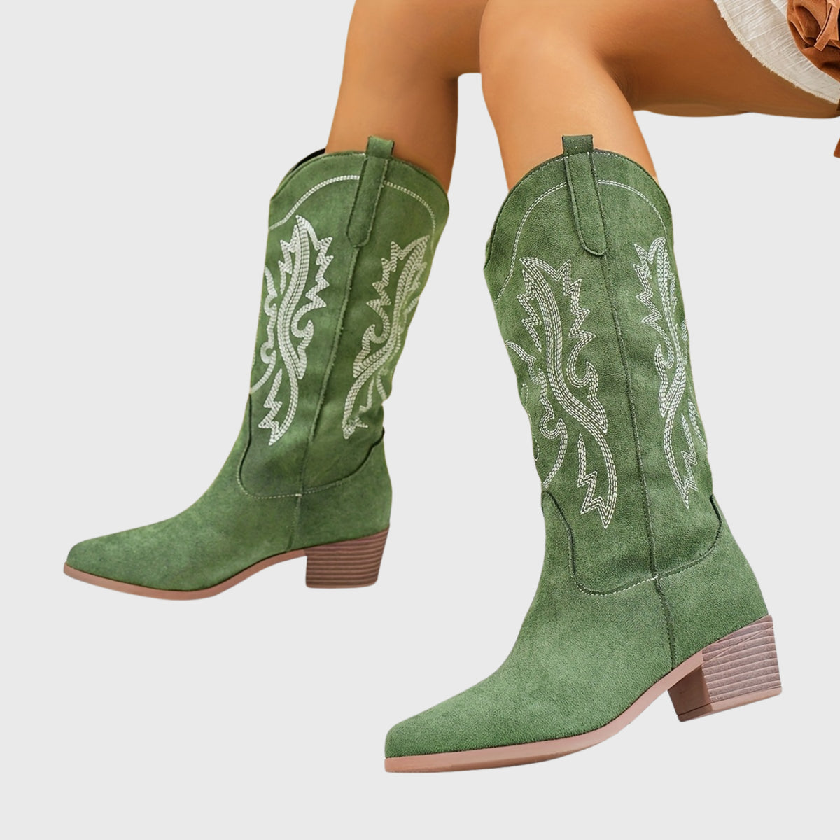 Élise | Bottes western brodées à tige large