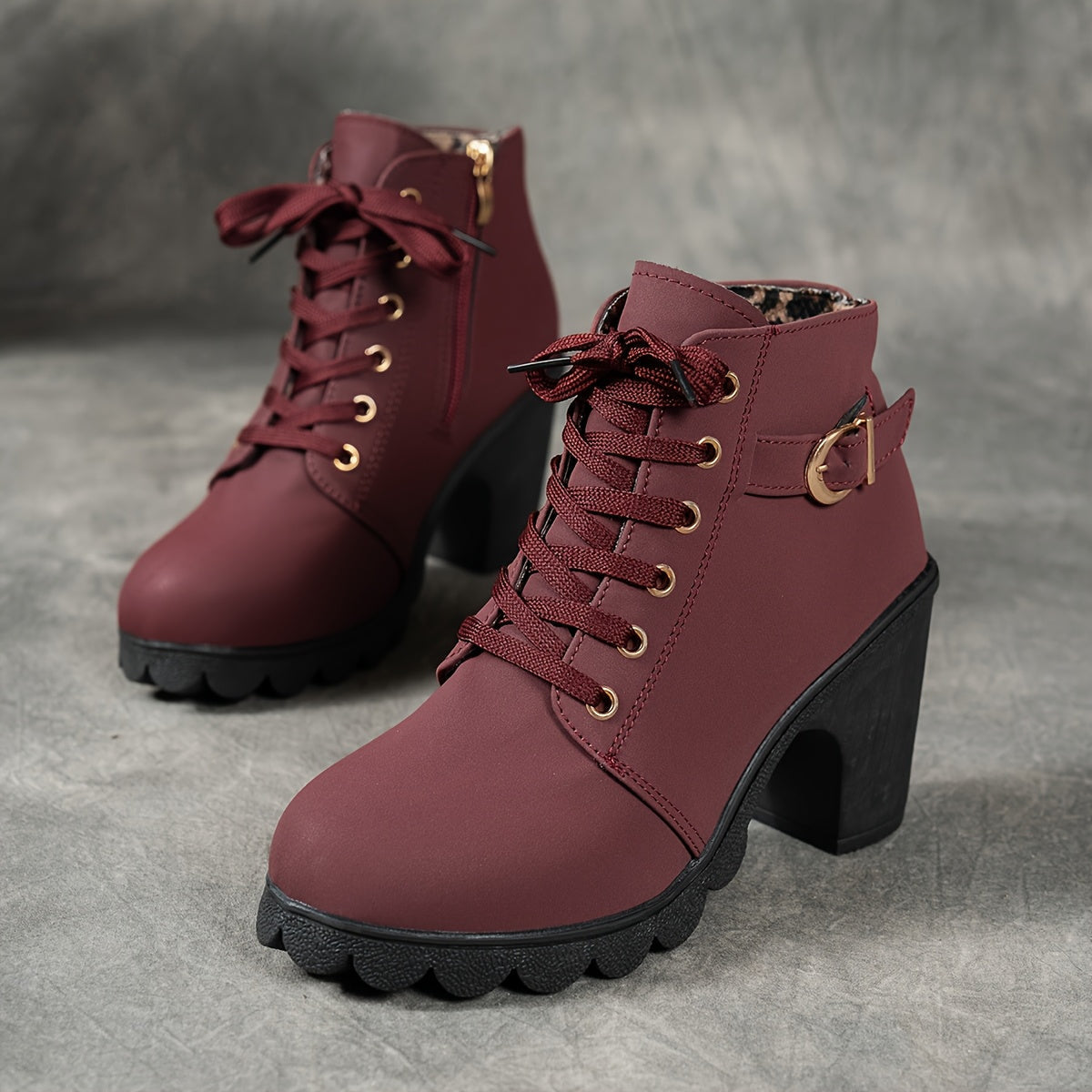 Marine | Bottines à lacets et talon bloc