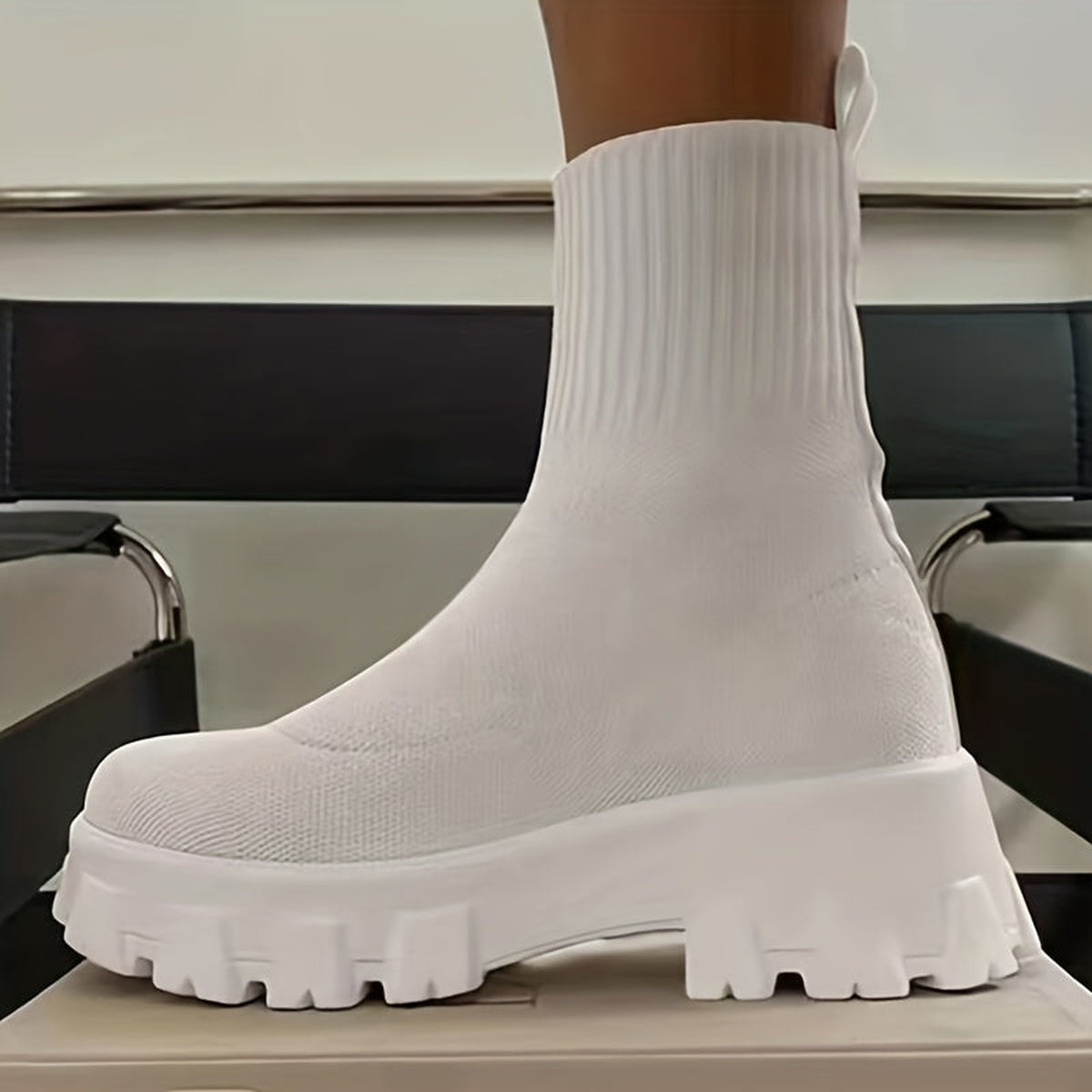 Bottines en maille à semelle épaisse