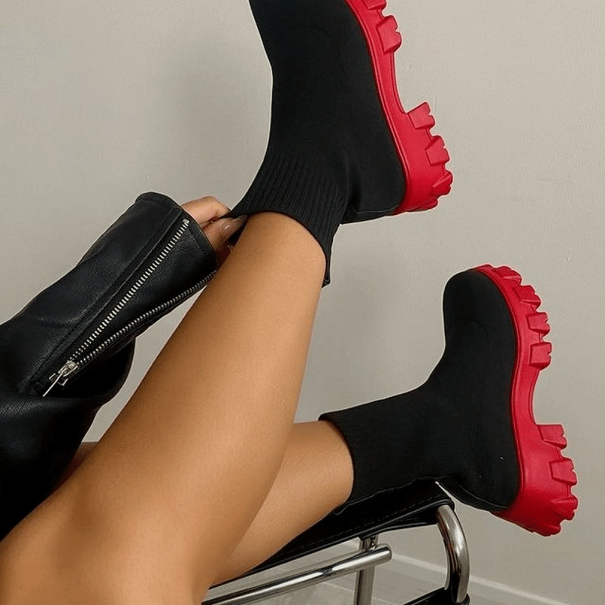 Bottines en maille à semelle épaisse