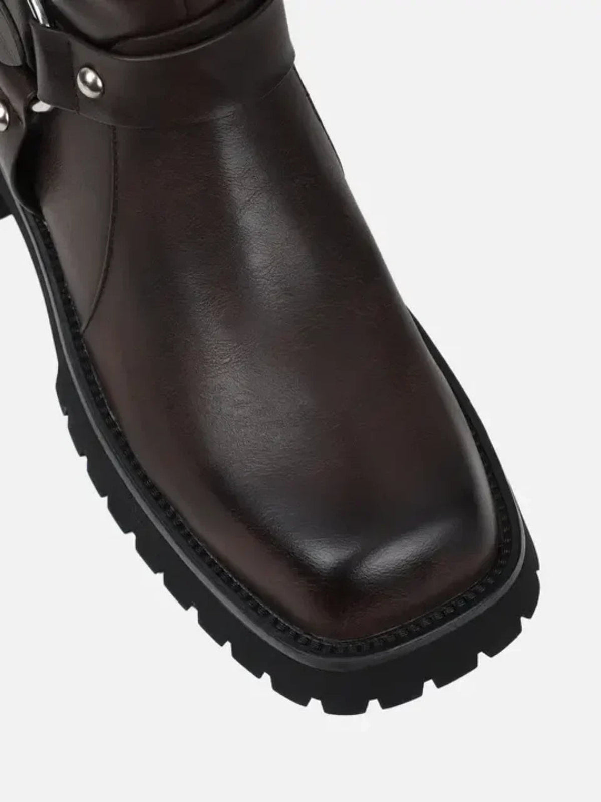 Bottes biker à plateforme et boucles
