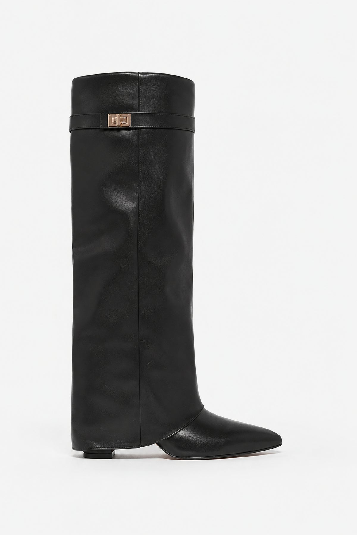 Bottes hautes à rabat et chaîne dorée