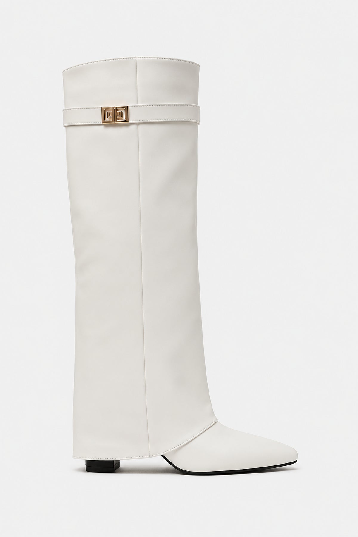 Bottes hautes à rabat et chaîne dorée