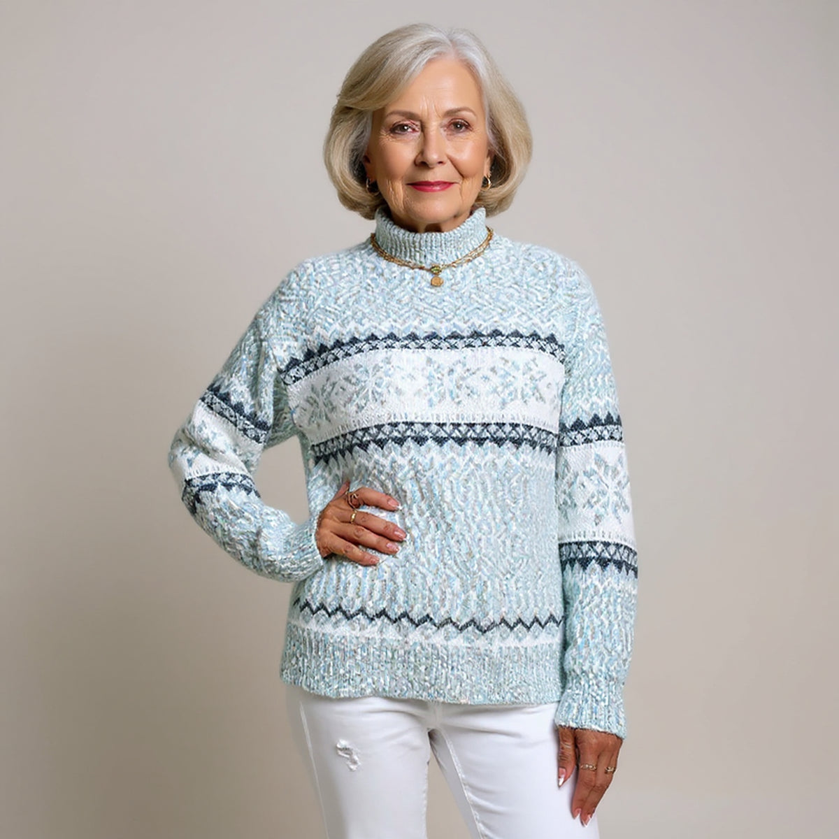 Pull à motifs nordiques en bandes