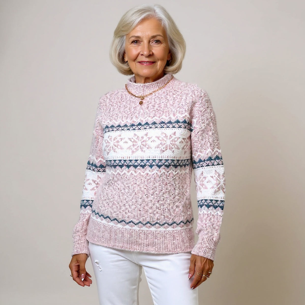 Pull à motifs nordiques en bandes