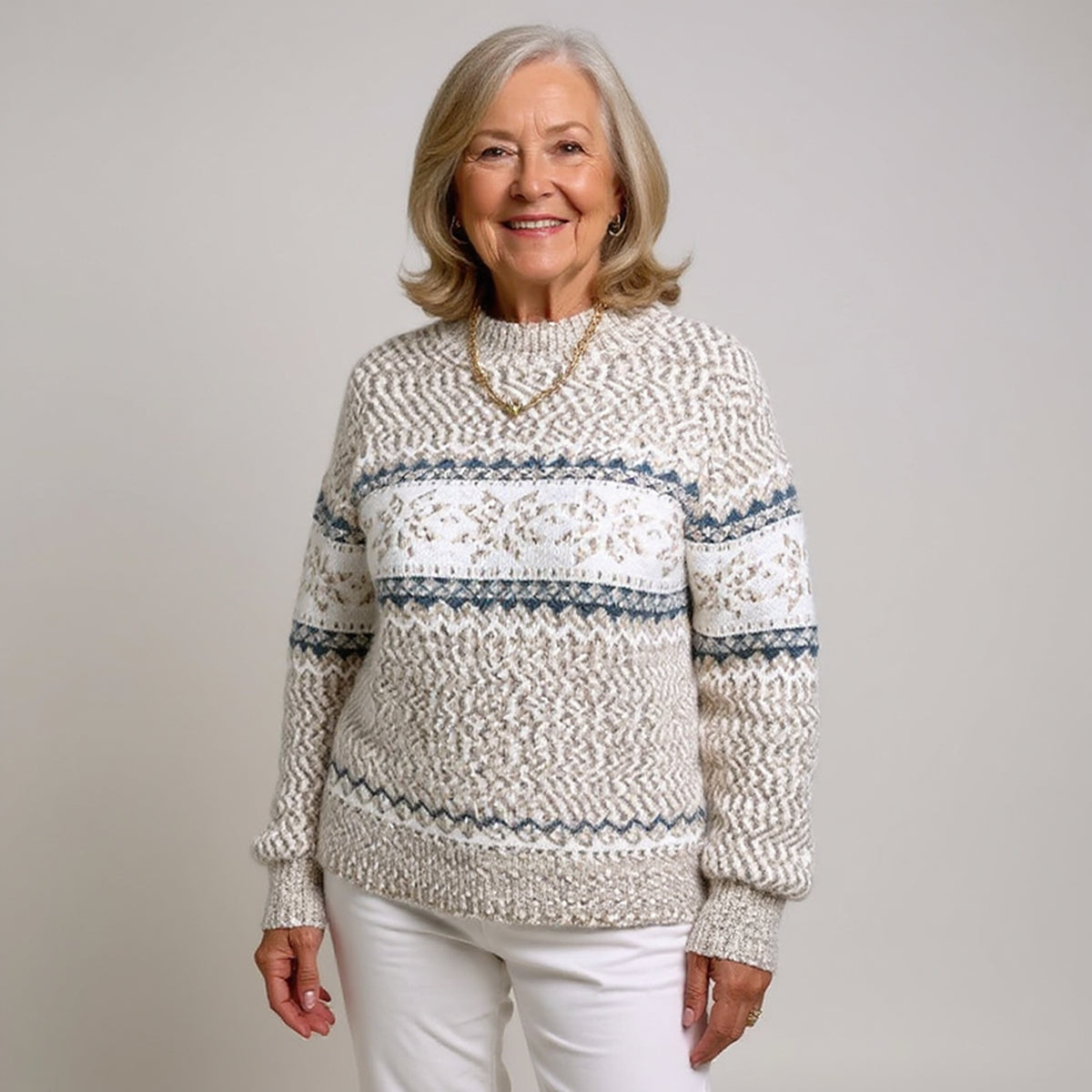 Pull à motifs nordiques en bandes
