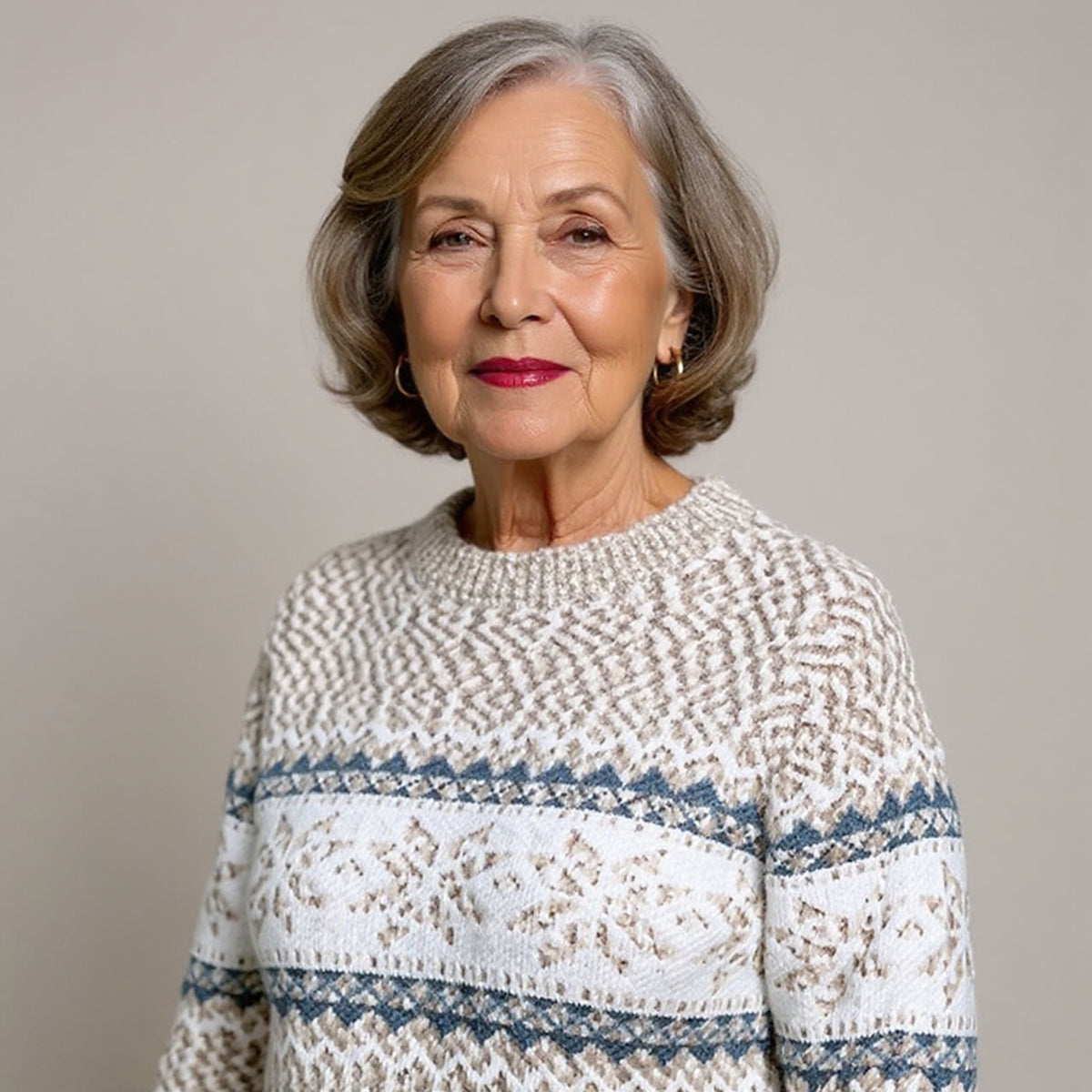 Pull à motifs nordiques en bandes