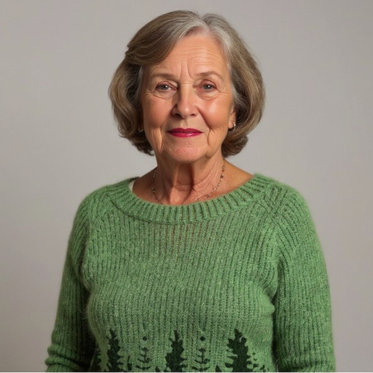 Pull vert à motif forêt