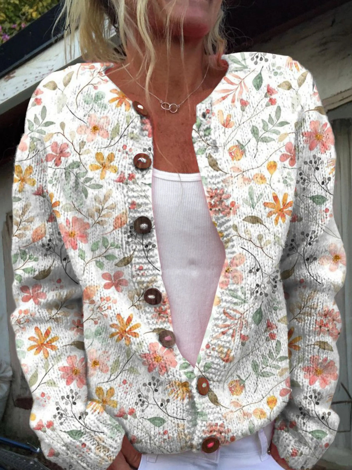 Noémie | Cardigan en maille à imprimé floral