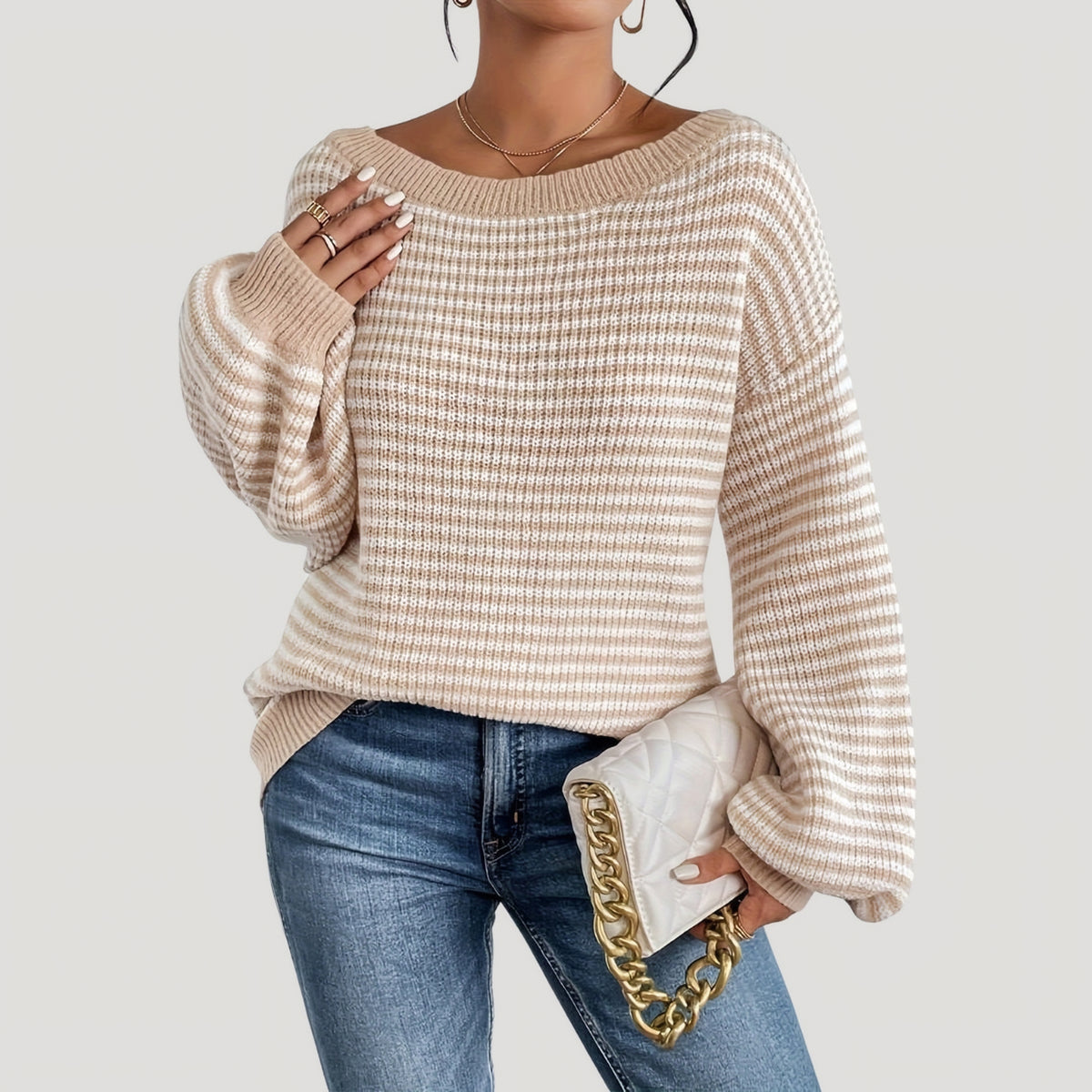 Pull ample à maille côtelée