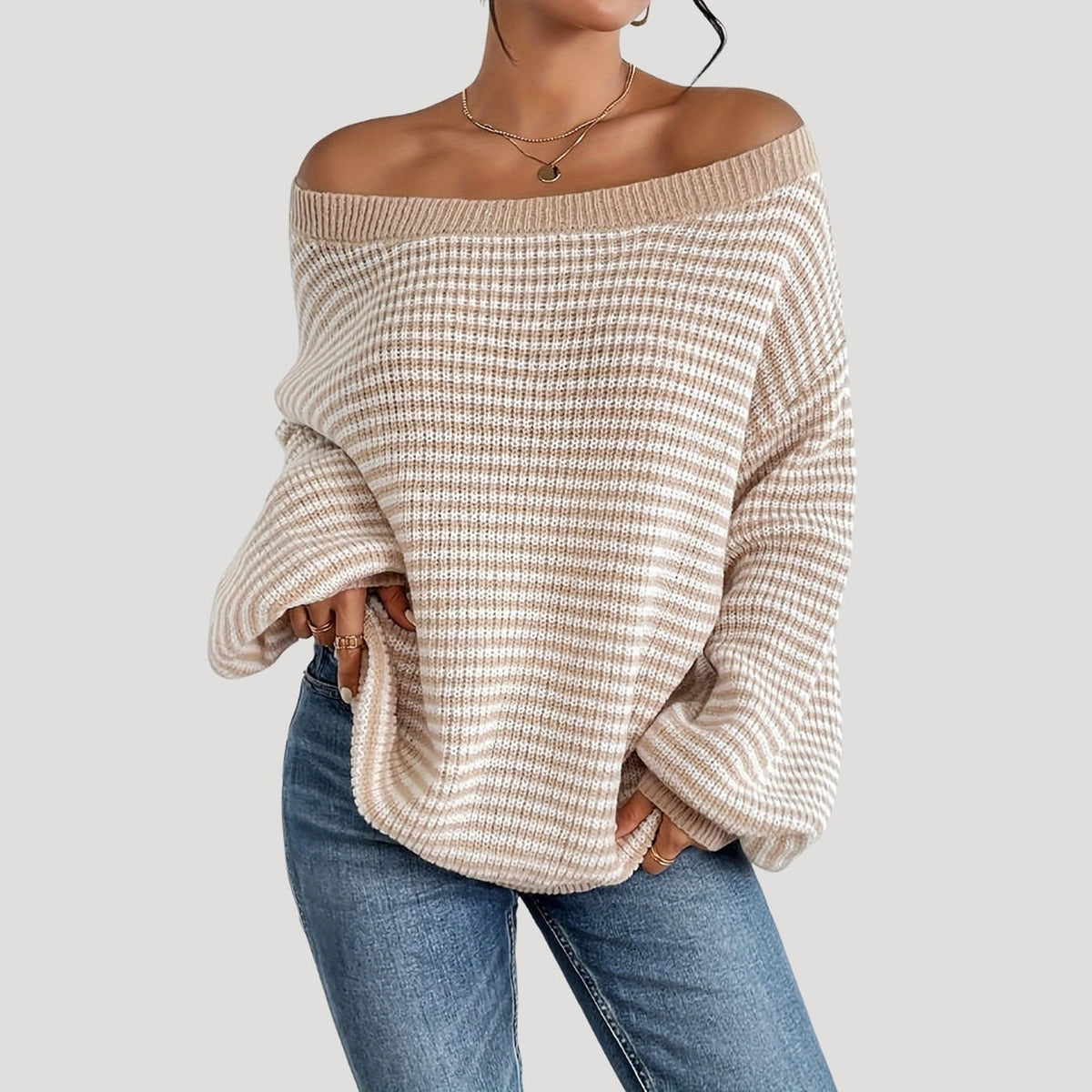 Pull ample à maille côtelée
