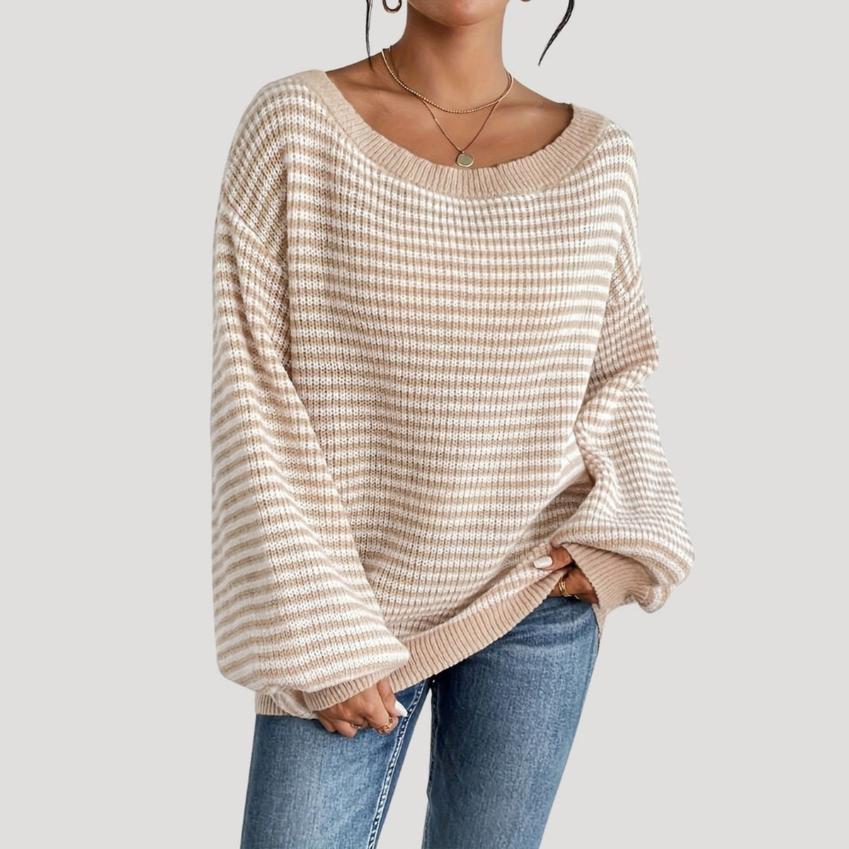 Pull ample à maille côtelée
