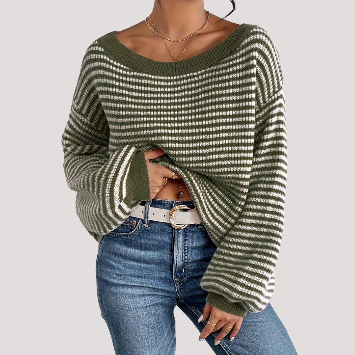 Pull ample à maille côtelée