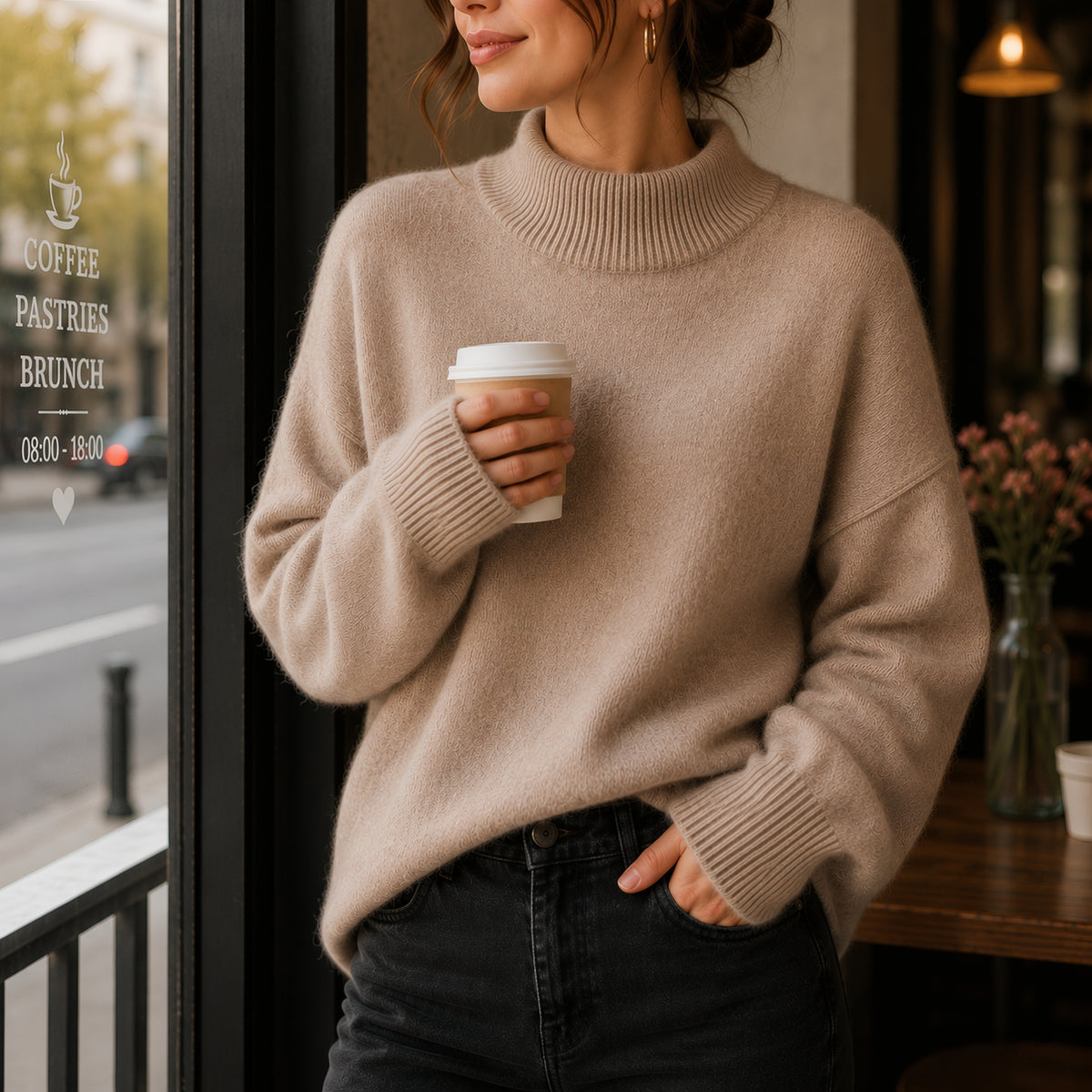 Pull en maille à col roulé