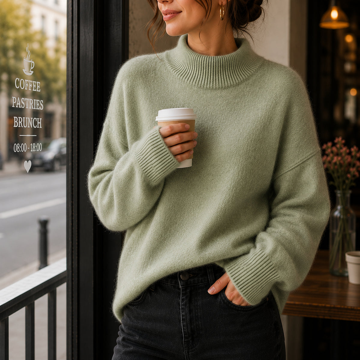 Pull en maille à col roulé
