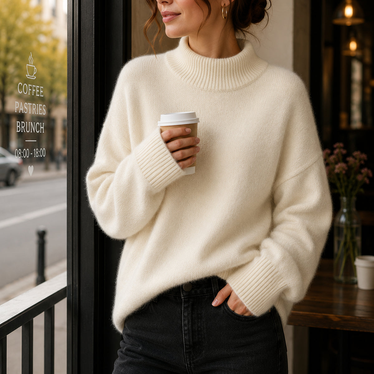 Pull en maille à col roulé