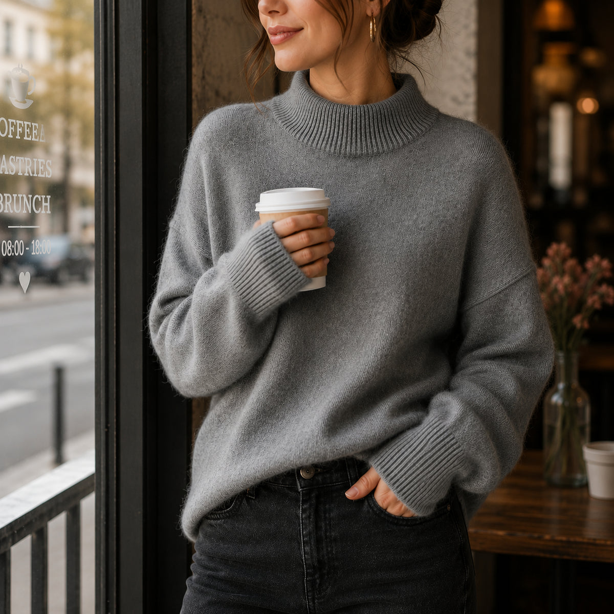 Pull en maille à col roulé