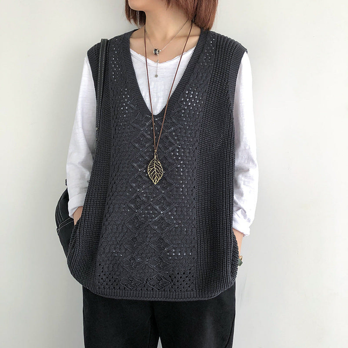 Gilet sans manches à col V