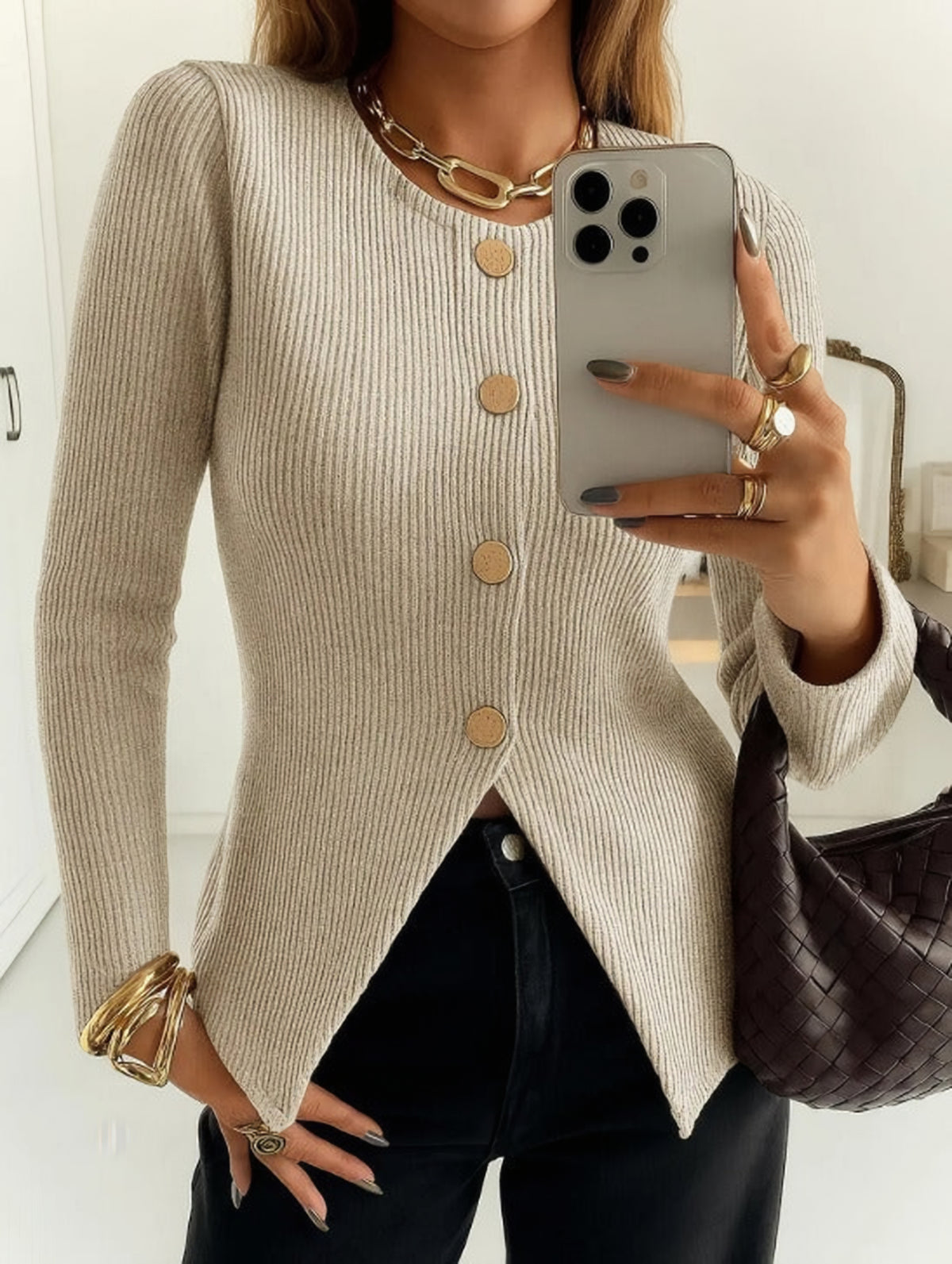 Cardigan boutonné à col V