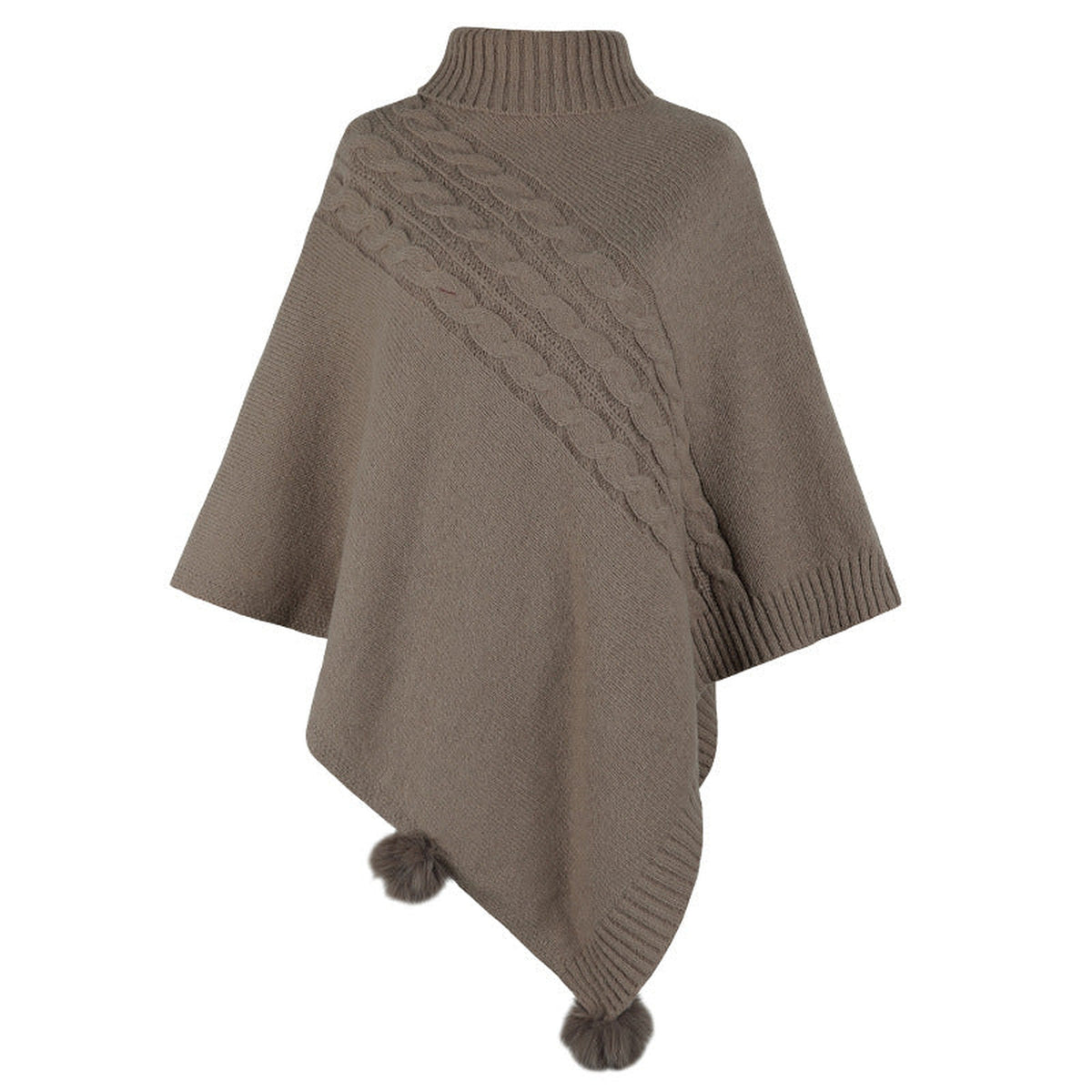 Poncho en maille torsadée à col montant