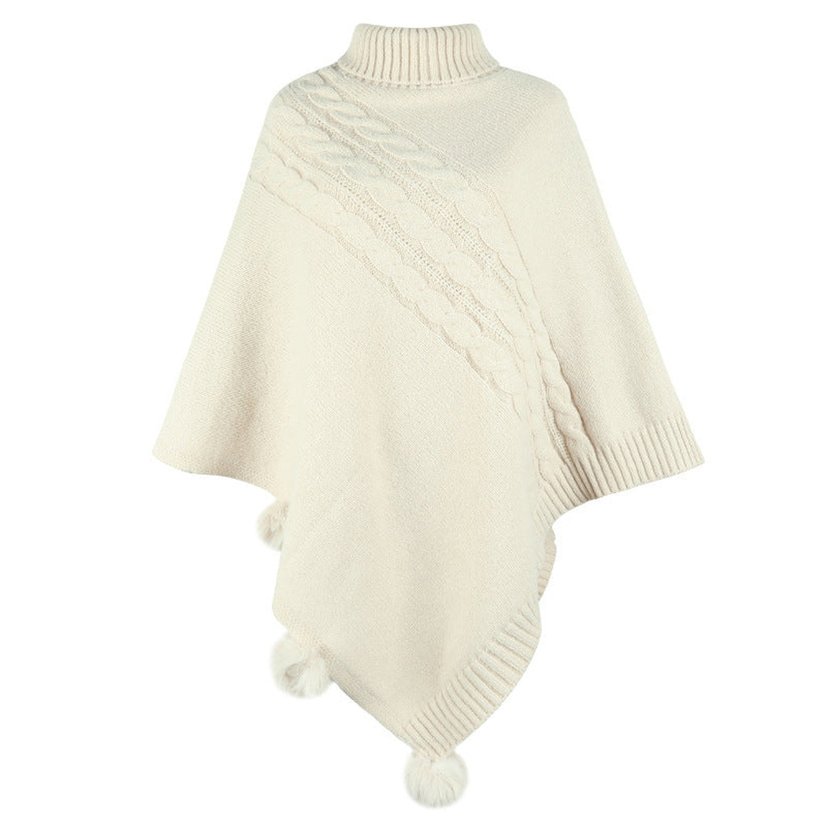 Poncho en maille torsadée à col montant