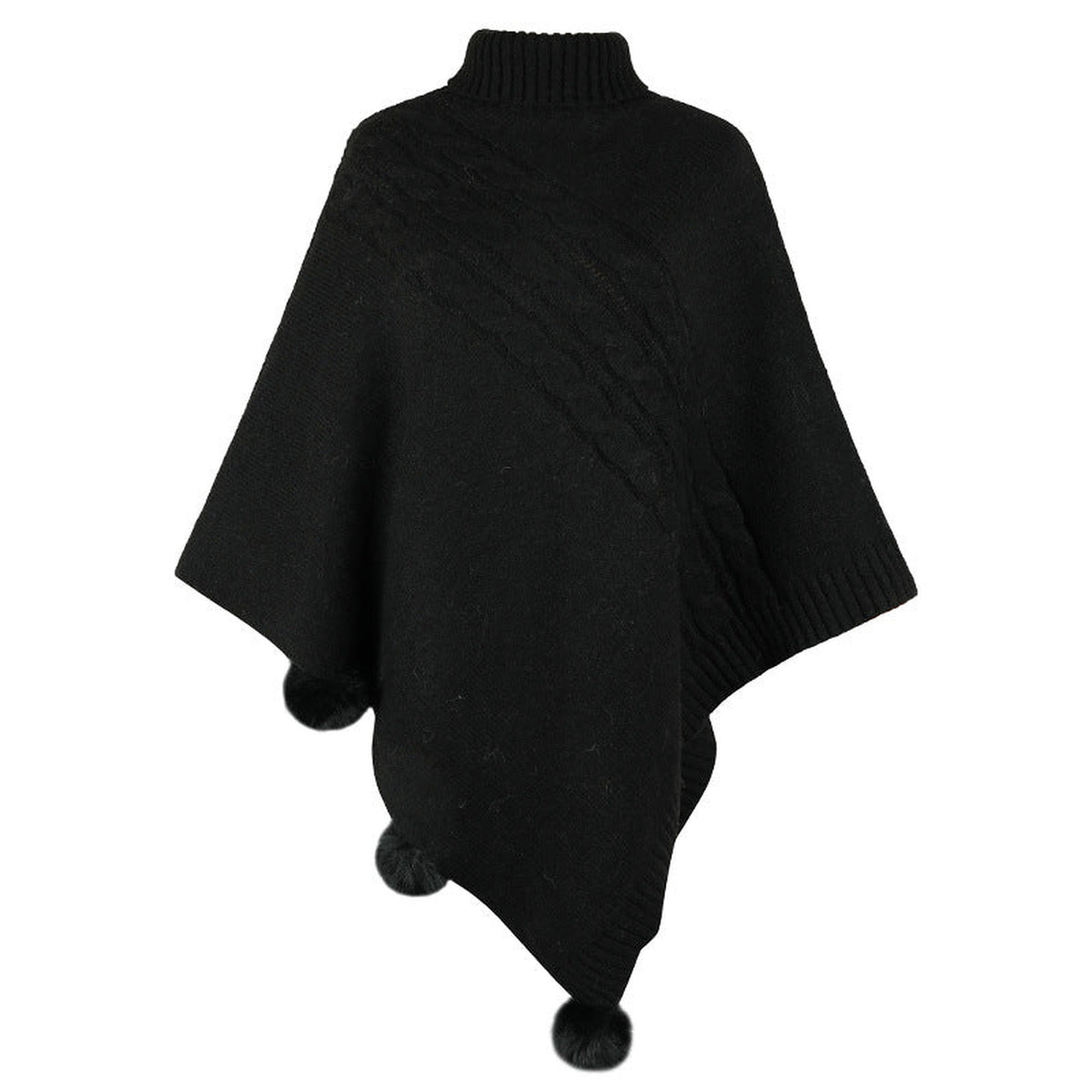 Poncho en maille torsadée à col montant