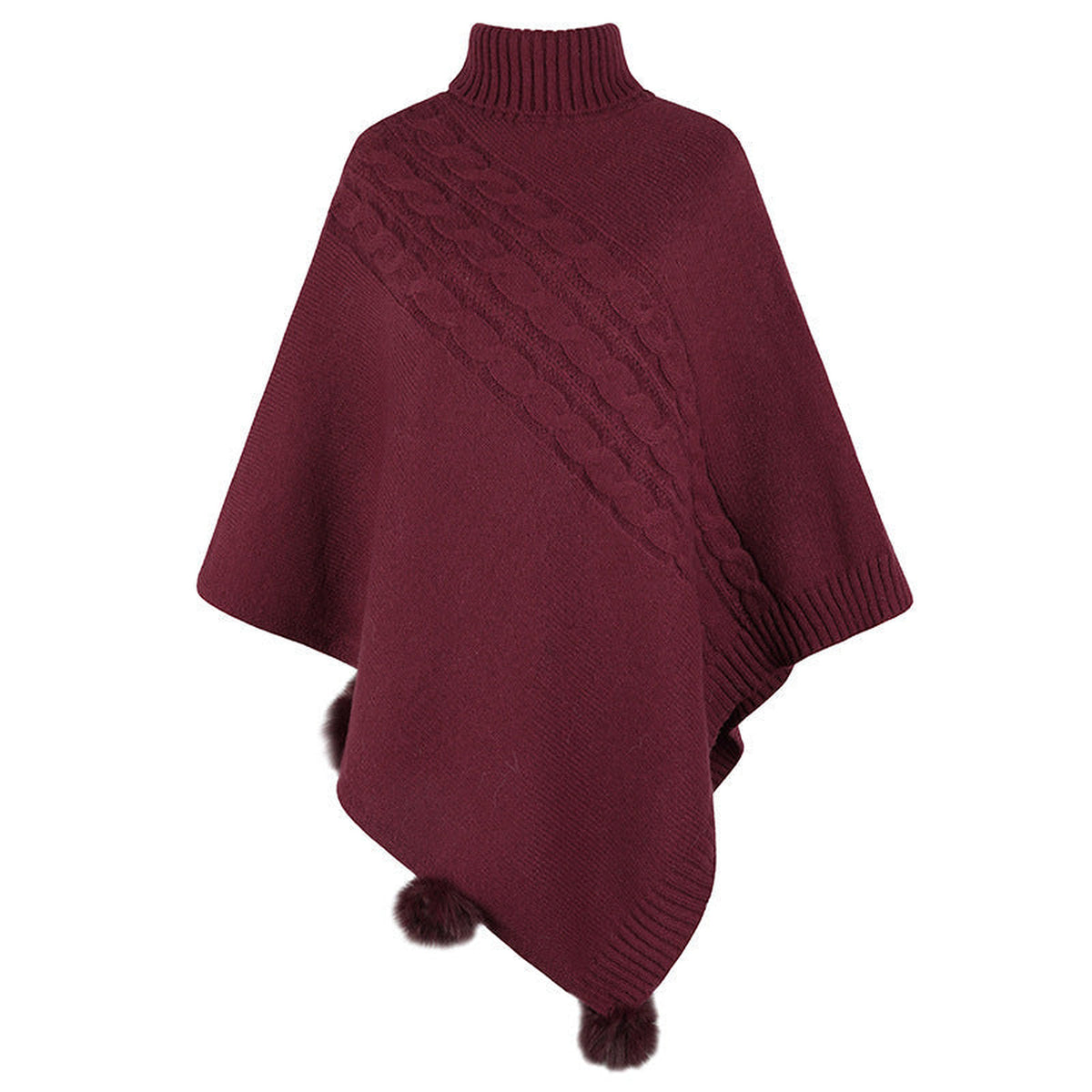 Poncho en maille torsadée à col montant