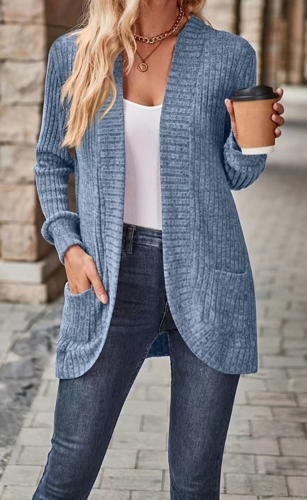 Cardigan en maille à poches