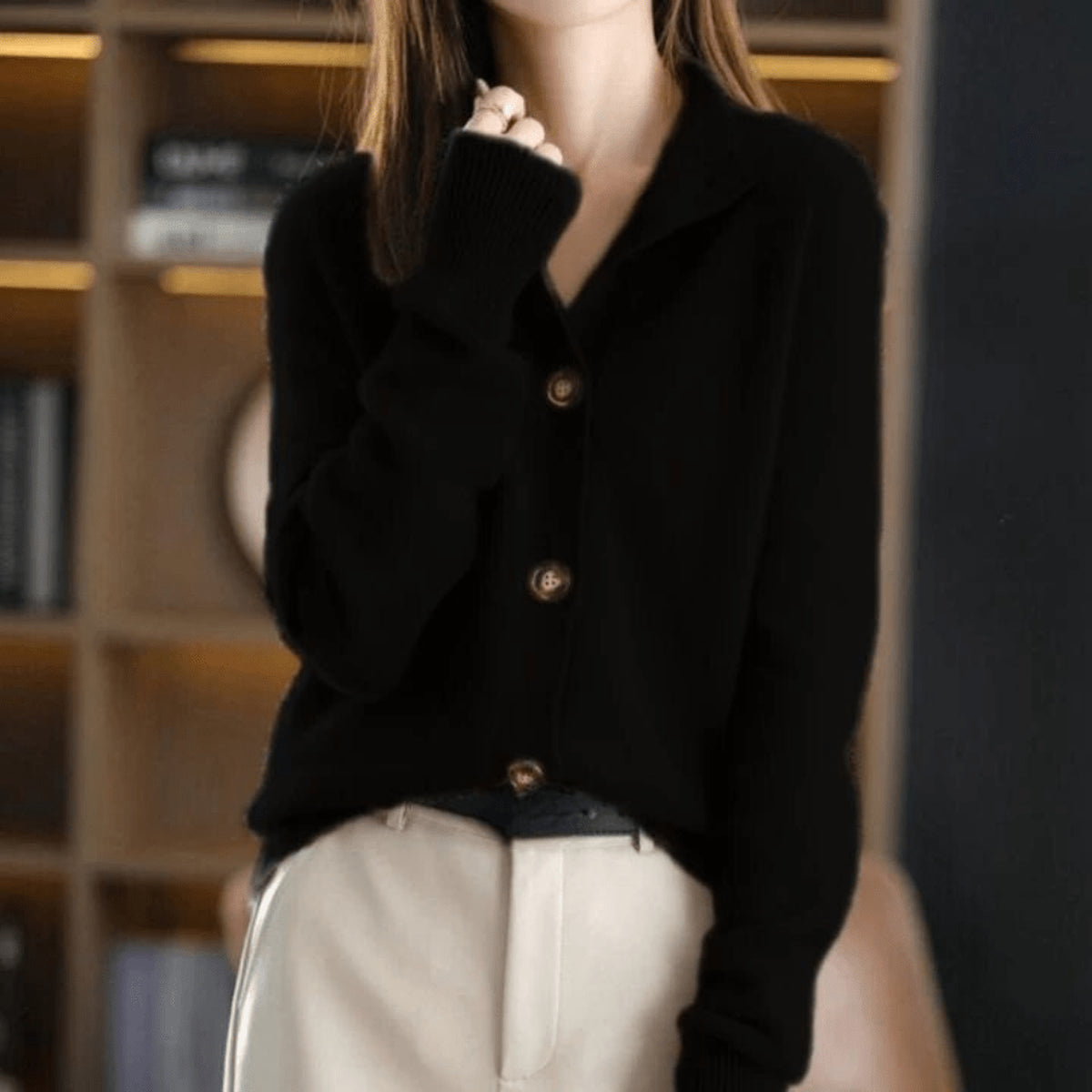 Cardigan à col montant boutonné