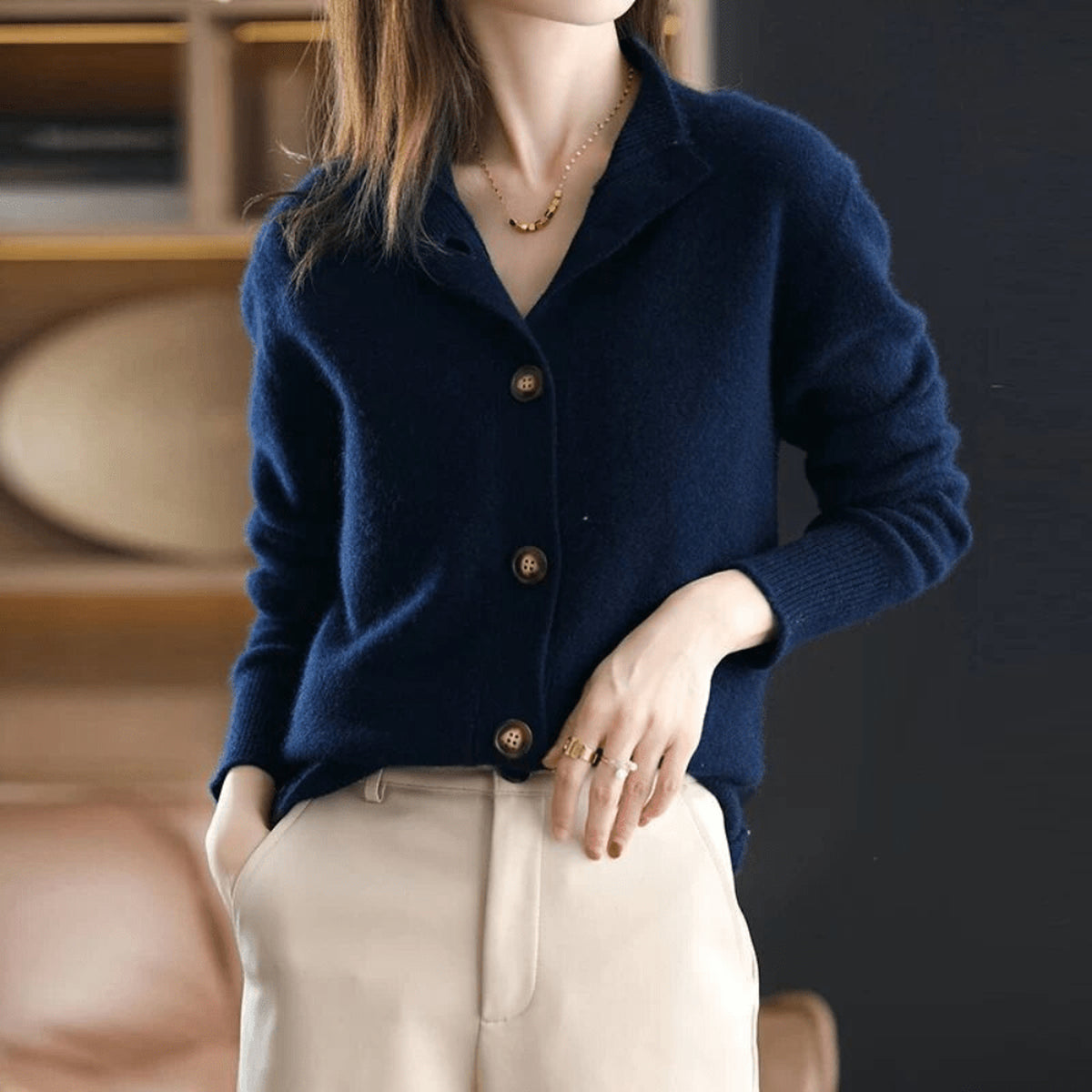 Cardigan à col montant boutonné