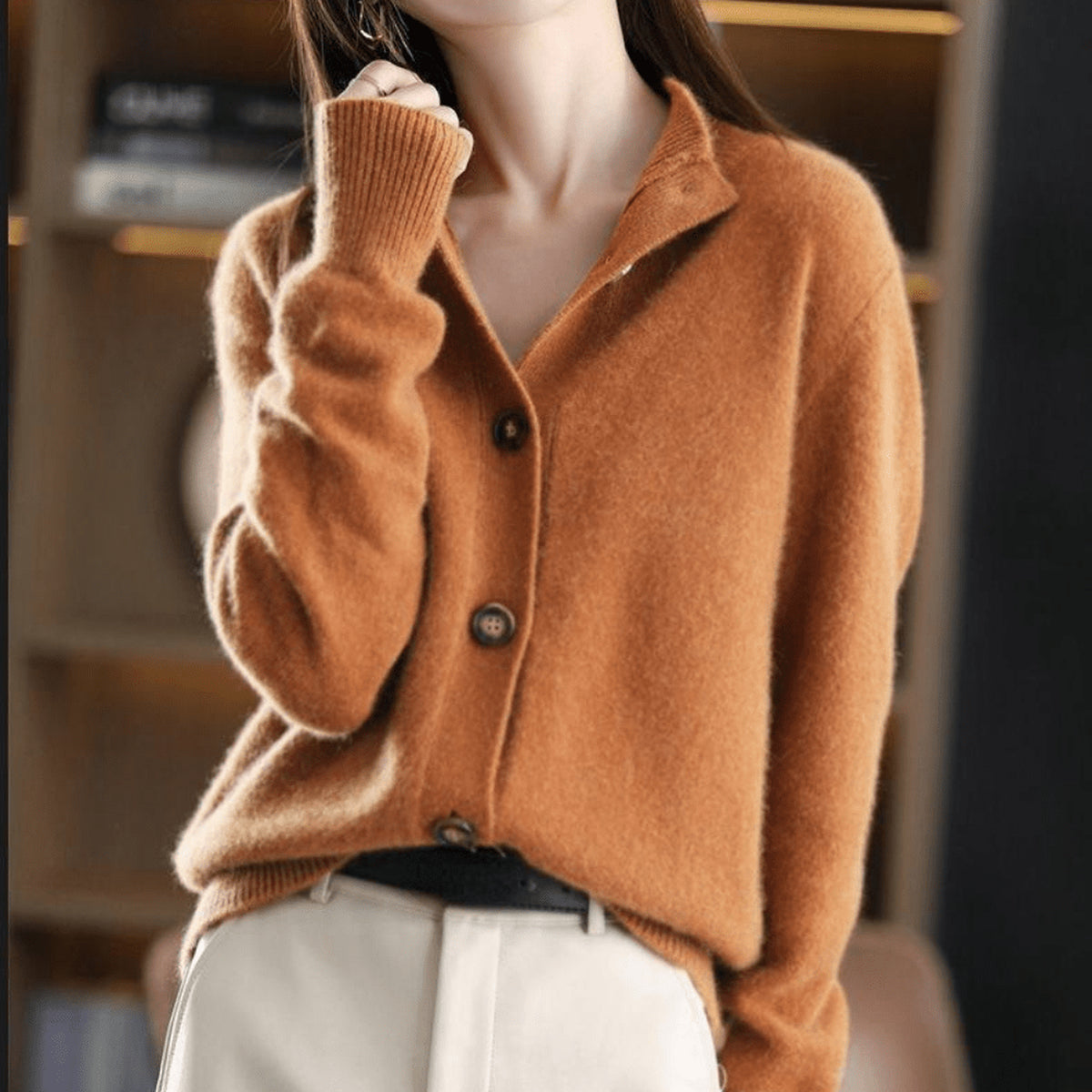 Cardigan à col montant boutonné
