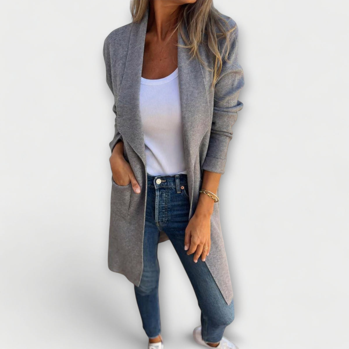 Eliane | Cardigan long gris