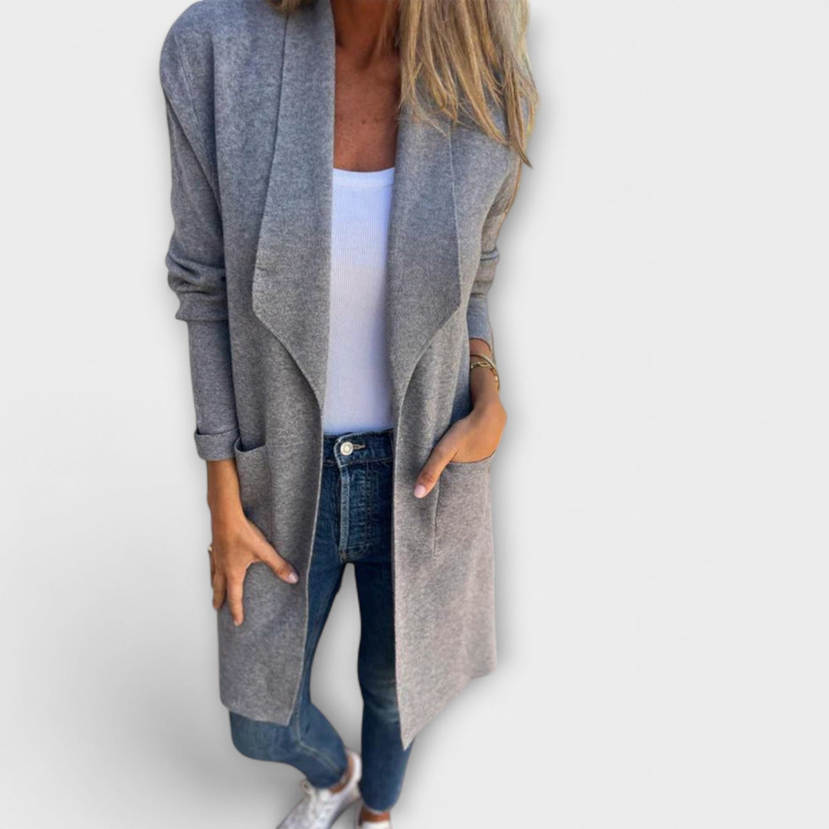 Eliane | Cardigan long gris