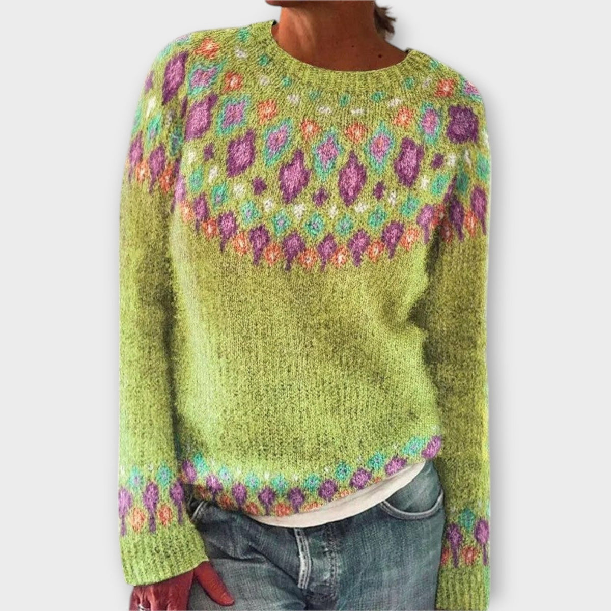Devyn | Pull bleu pétrole à motif norvégien