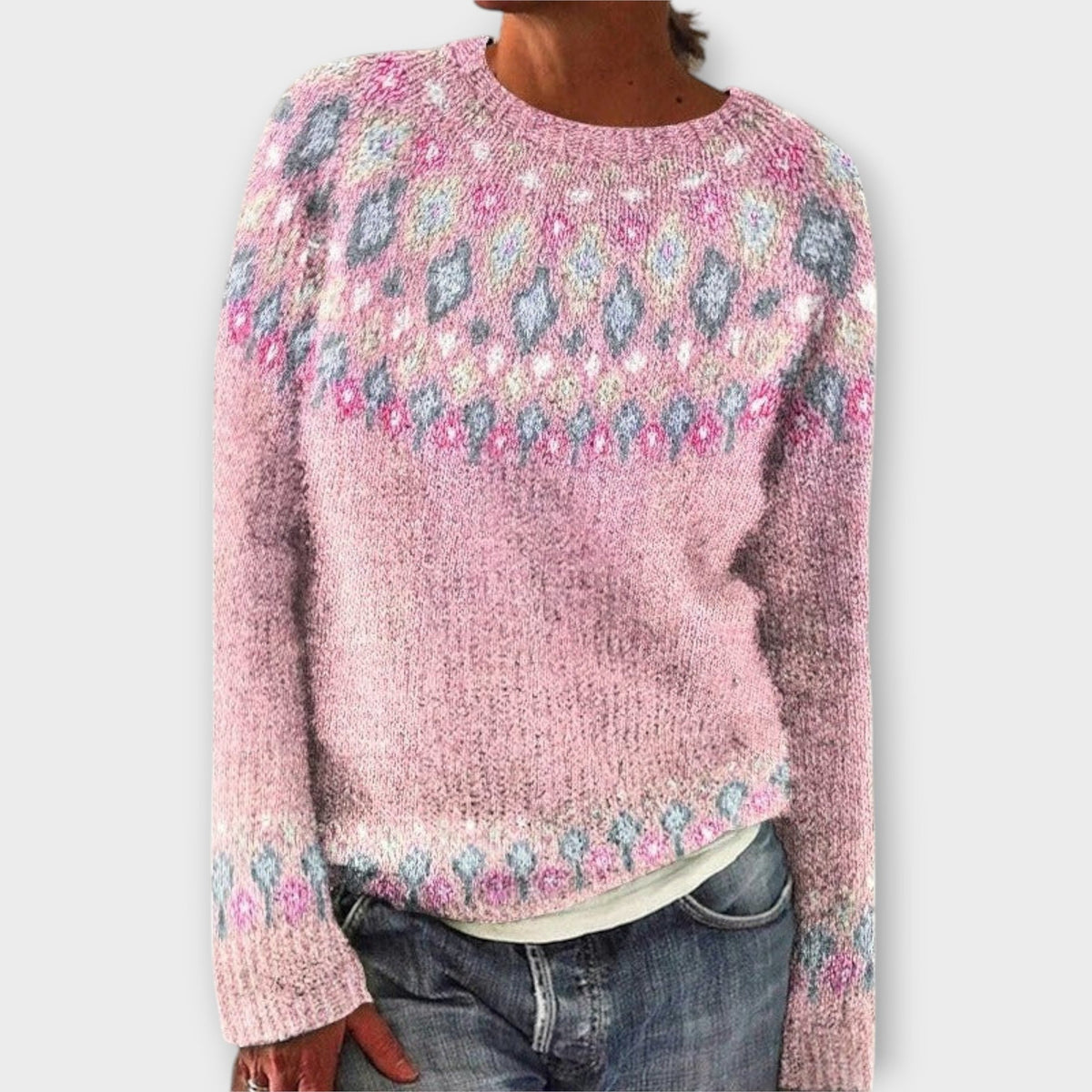 Devyn | Pull bleu pétrole à motif norvégien