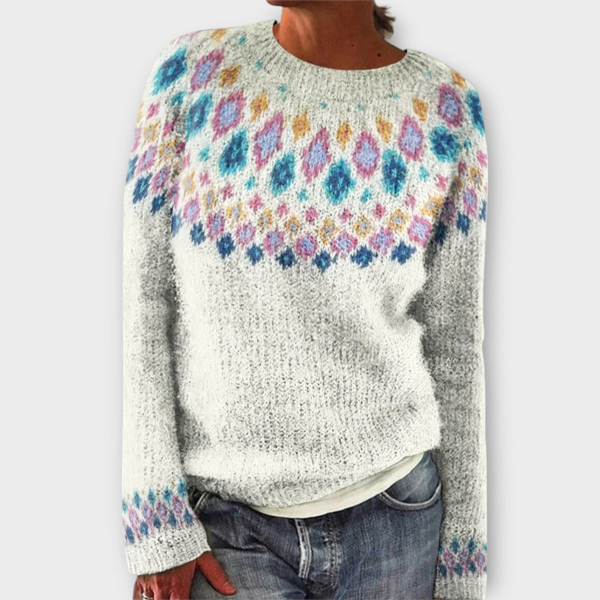 Devyn | Pull bleu pétrole à motif norvégien