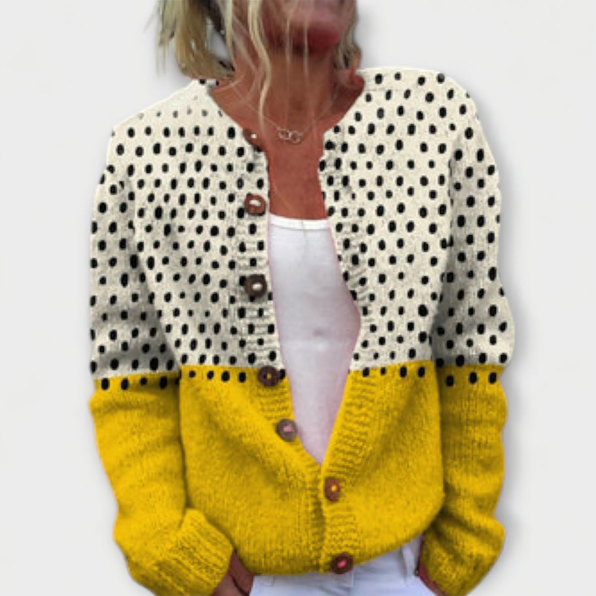 Elin | Gilet à pois et blocs de couleur