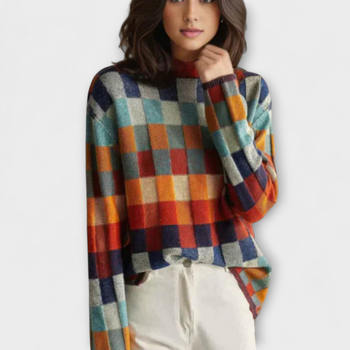 Ursula | Pull à col roulé à carreaux