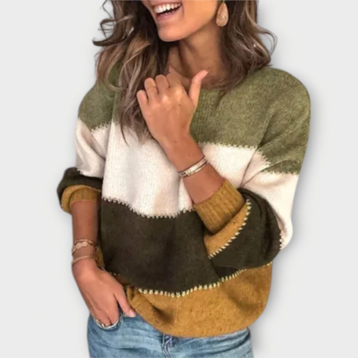 Elisa | Pull olive color block