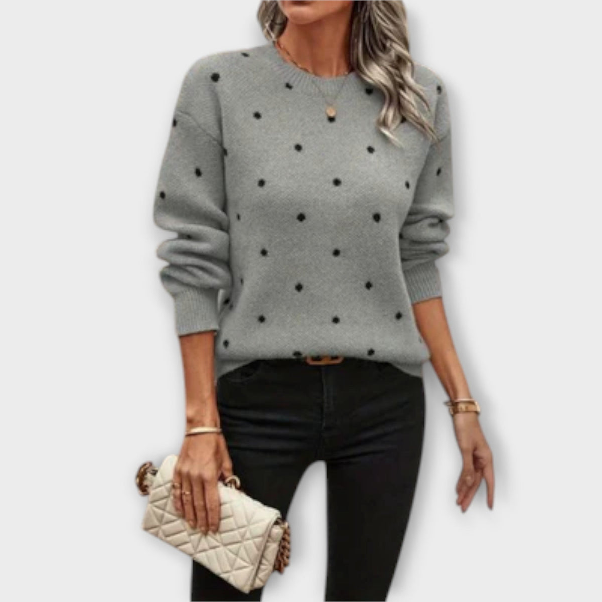 Ava | Pull beige à pois