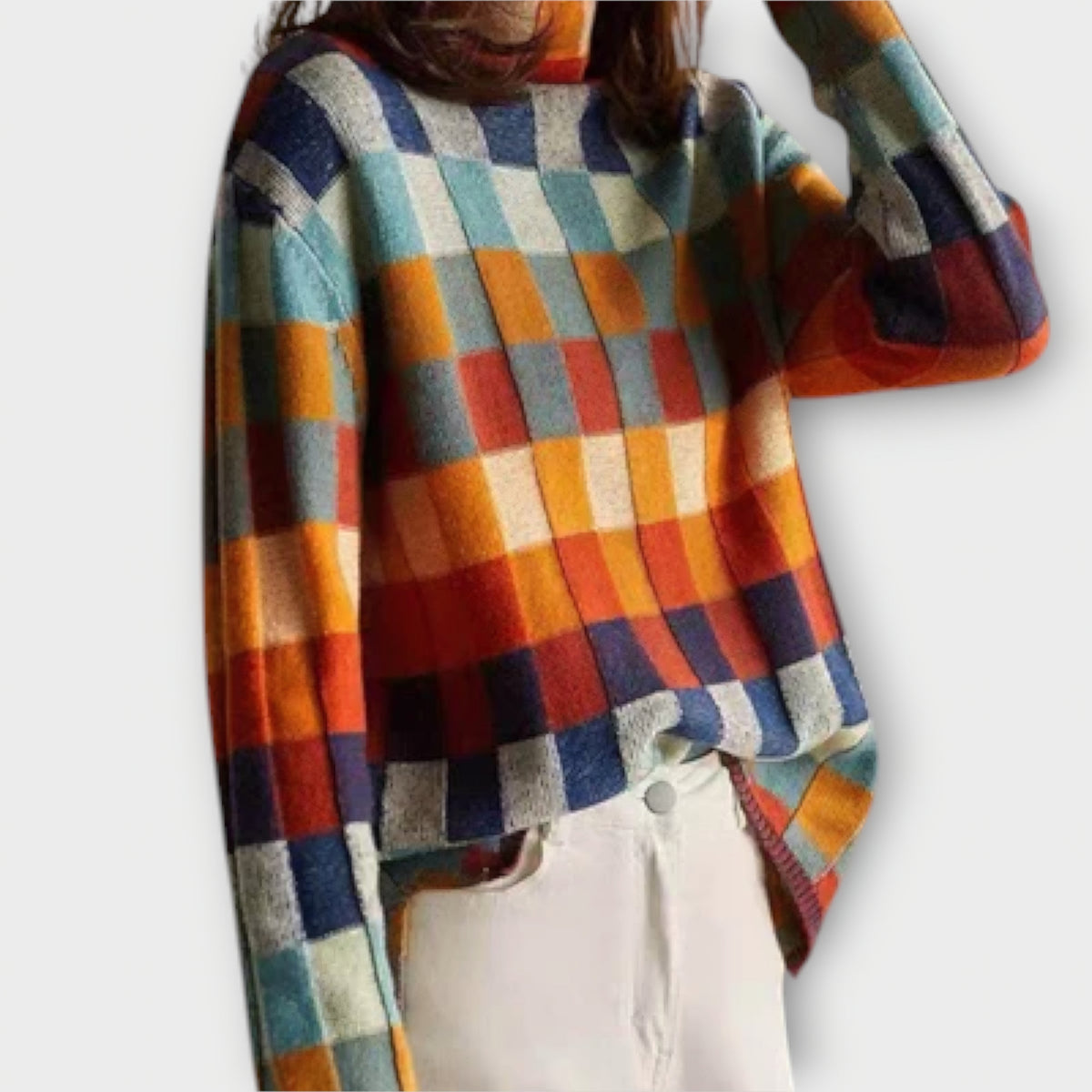 Erika | Pull à col roulé façon patchwork