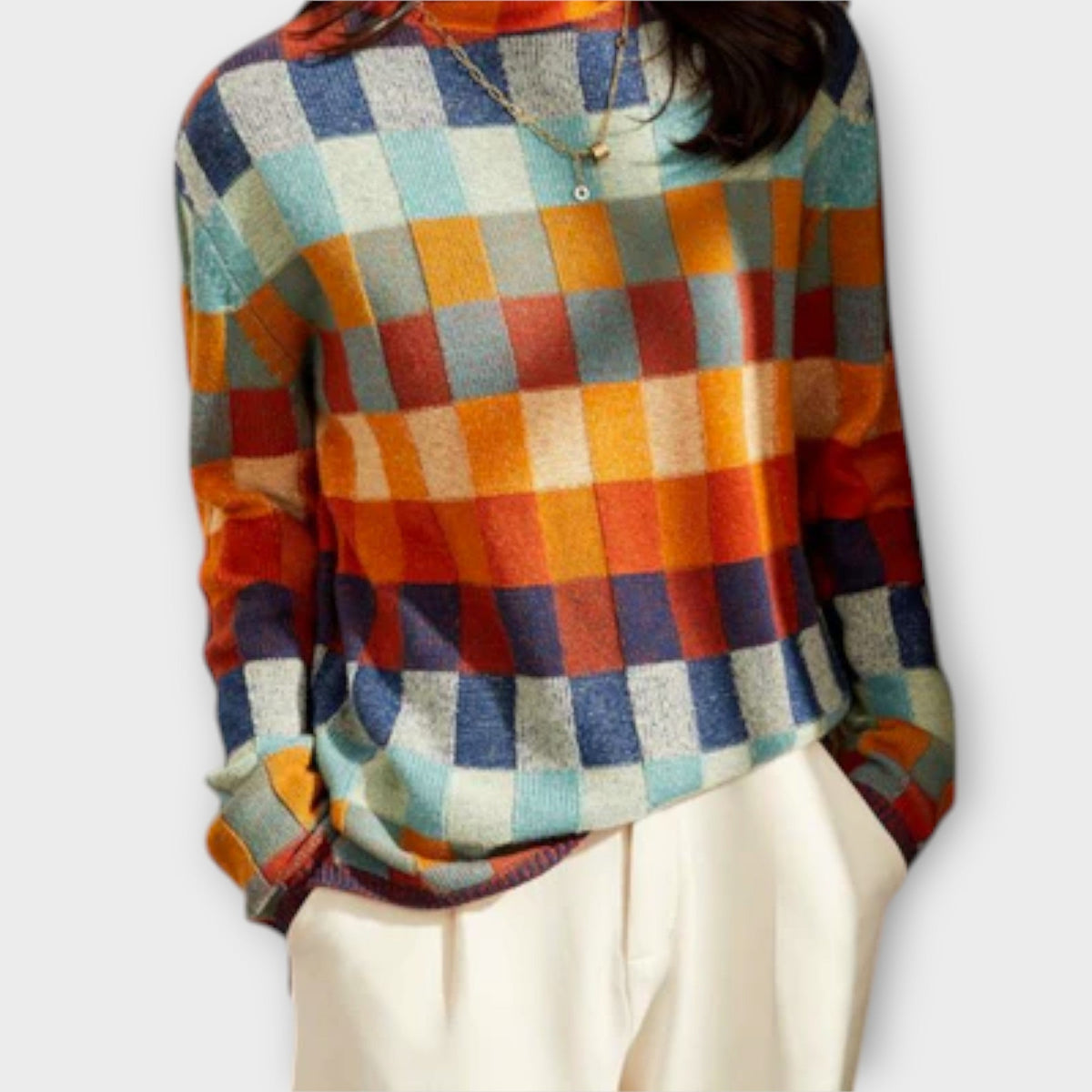 Erika | Pull à col roulé façon patchwork