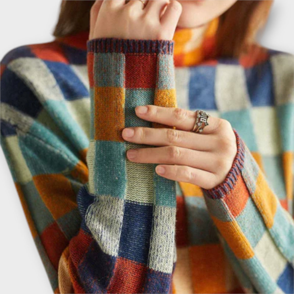 Erika | Pull à col roulé façon patchwork