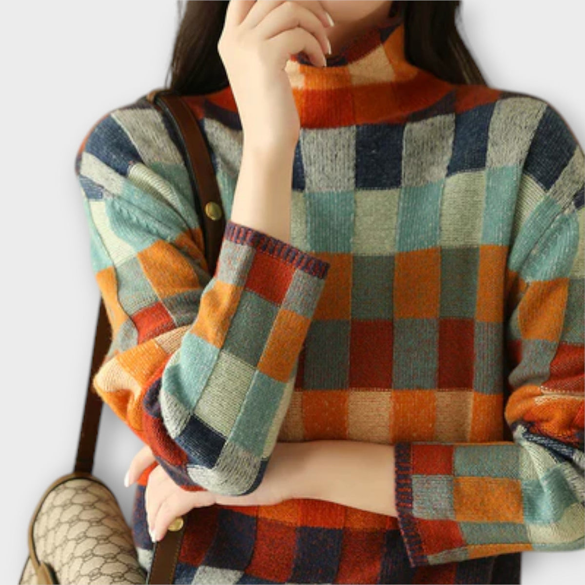 Erika | Pull à col roulé façon patchwork