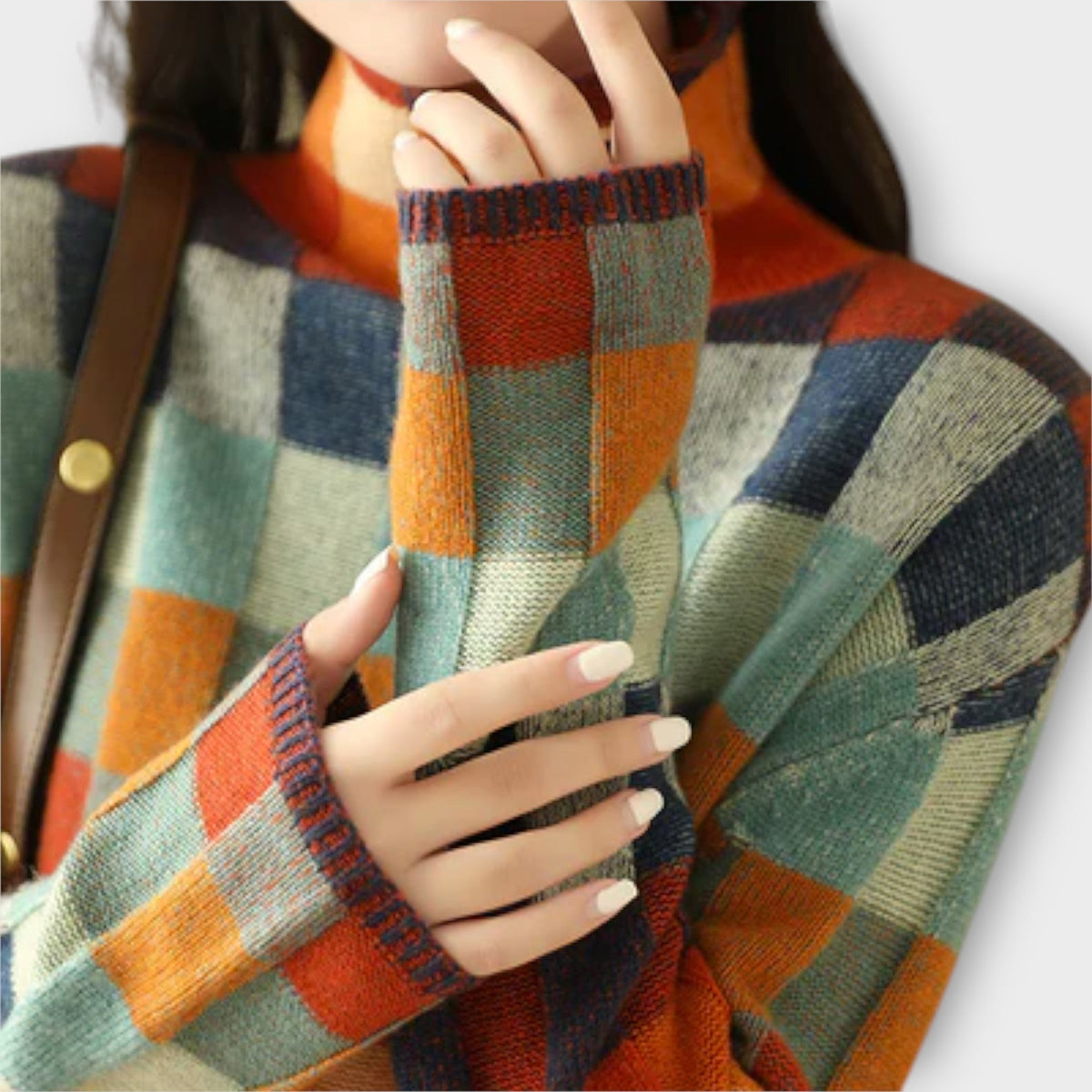 Erika | Pull à col roulé façon patchwork