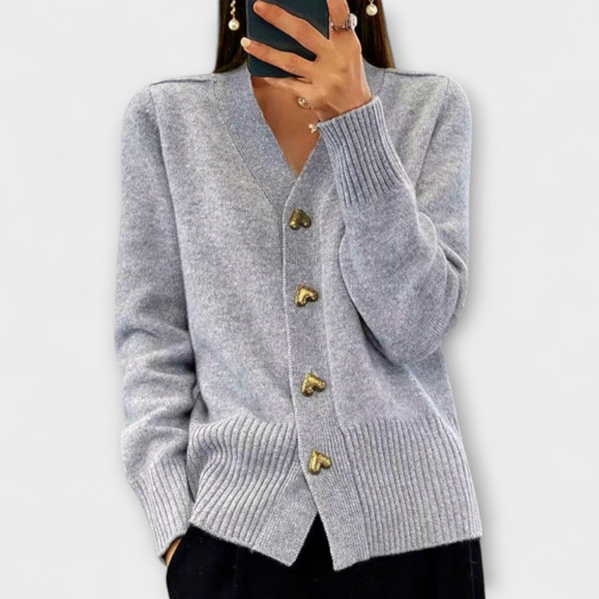 Marij | Cardigan bleu marine à col V