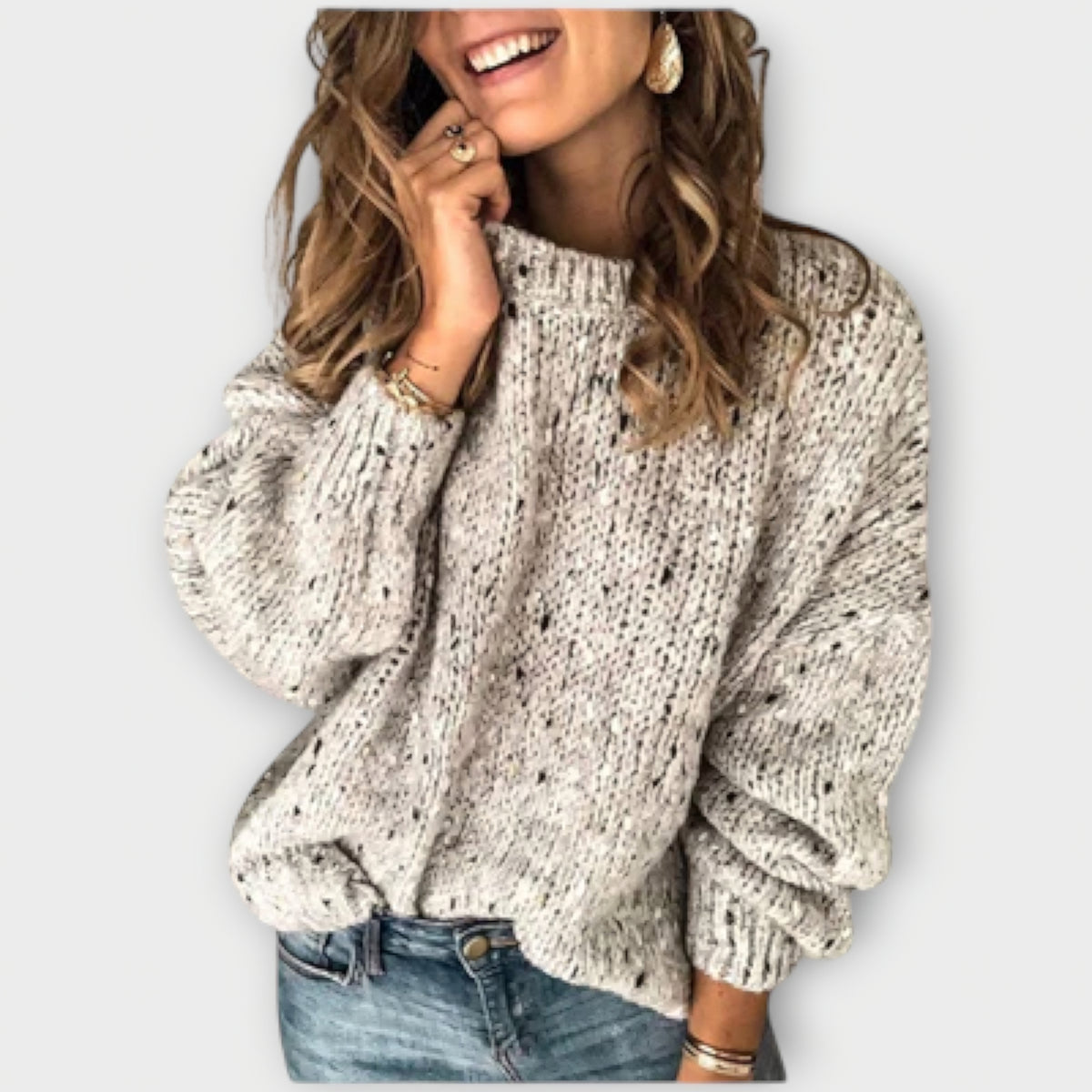 Eileen | Pull beige à maille mouchetée